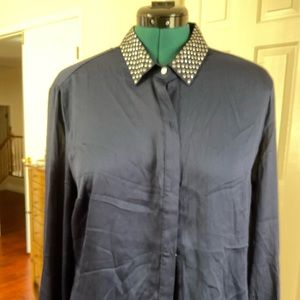 NYC  XL navy blue blouse with silver studs